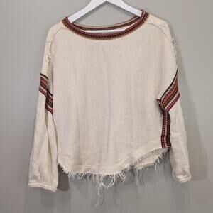 Free People Trudy Oversized Sweater Top Boho Beach Western Grunge - Size S